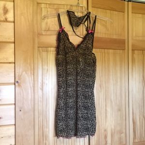 Leopard print babydoll lingerie